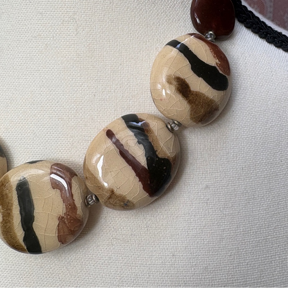 Statement Beaded Necklace – Earth Tones - Picture 3 of 6